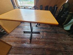 lot 8029 image: light brown table with base