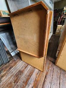 lot 8033 image: light brown table with base. with trim.