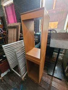 lot 8056 image: two wood shelf cabinet