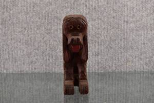 lot 1323 image: Vintage Hand Carved Dog and Elephant  Wood  Dog - 4 12 Tall  Elephant 3 Tall.
