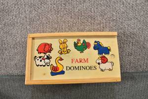 lot 1369 image: Ackerman Wood Farm Dominoes  3 12 x 6