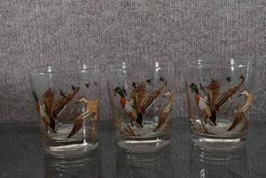 lot 1390 image: Lot of 3 VTG MCM Libby Flying Geese Whisky Old Fashioned Glass  4 Tall