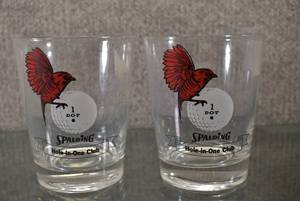 lot 1391 image: Lot of 2 Vintage Hole-In-One Glass Spalding Golf Red Birdie Tumbler Drinking Glass  4.5 Tall