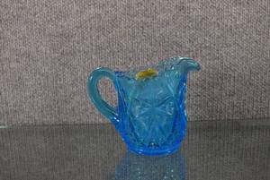 lot 1399 image: Kemple Blue Glass Yutec Pitcher  4.5 Tall