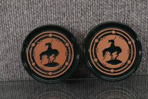 lot 1408 image: Set of 2 Frankoma End of the Trail Coasters  3 12