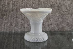 lot 1433 image: Vintage Milk Glass Hobnail Unique Candle Holder  5 Tall