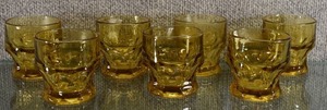 lot 1457 image: Set of 7 Vintage MCM Anchor Hocking Highball Glasses  Georgia Yellow  2 34 Tall