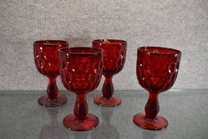 lot 1458 image: Set of 4 Vintage Fenton Thumbprint Water Goblet  Ruby Red  6 12 Tall