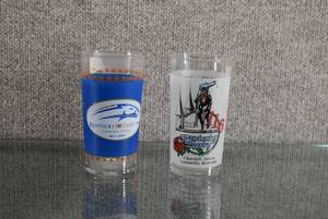 lot 1460 image: Set of 2 Kentucky Derby Tumblers 1990, 2010  Churchill Downs Louisville Kentucky  5 14 Tall