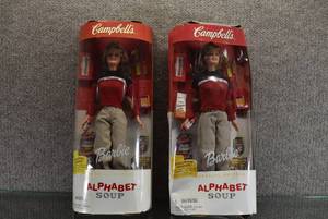 lot 1493 image: Lot of 2 Vintage Barbie Campbells Soup Dolls  11 Tall