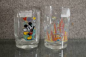 lot 1515 image: Lot of 2 Walt Disney World Glasses Donald Duck & Mickey  25th Anniversary and 2000  4 12 & 5
