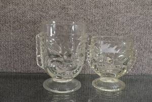 lot 1516 image: Lot of 3 Glass Tiki Cups  Very Heavy  4 12, 6 Tall