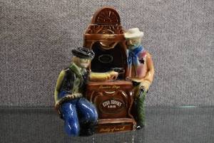 lot 1535 image: Vintage Ezra Brooks 1970 Frontier Days Decanter  Heritage China FZ-7  9 12 Tall