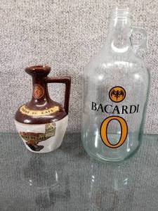 lot 1548 image: Lot of 2 Liquor Jugs Bacardi O, Creme De Cafe  No Lids  7 &amp 11 Tall