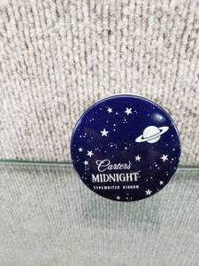 lot 1554 image: Vintage Carters Midnight Typewriter Ribbon Tin Royal #10  Made in USA -Excellent shape, includes ribbon