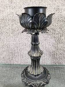 lot 1561 image: Vintage Black Candle Holder  Heavy  7 Tall