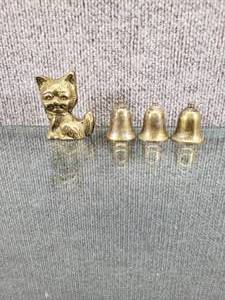lot 1563 image: Three Brass Bells and Cat  Bell 1 12 Cat 2 12