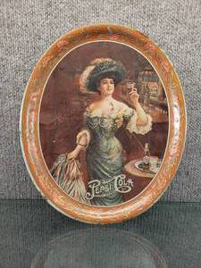 lot 1582 image: Vintage Pepsi Cola 5 Cents Metal Tray  Small Rust Spots  12 12 Round