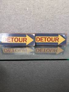 lot 1604 image: Lot of 2 Detour Metal Sign  13 x 5