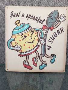 lot 1607 image: Kids Metal Sign  Just a Spoonful of Sugar  10 x 10