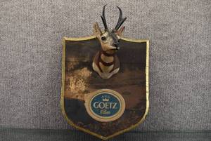 lot 1327 image: 1950s Goetz Beer Sign Trophy Plaque Series #541-56-E  American Antelope  9 x 11