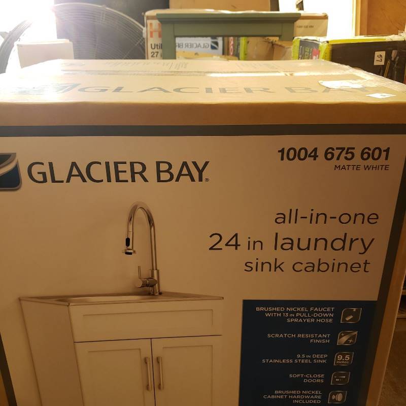 Glacier Bay All-in-One Stainless Steel 24 in Laundry Sink with