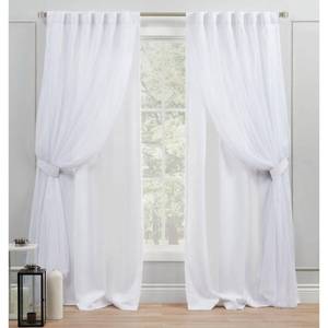 lot 3921 image: Exclusive Home Curtains - Catarina Layered Solid Blackout & Sheer Hidden Tab Top Curtain Panels - 52x 84 (Winter) Set of 2