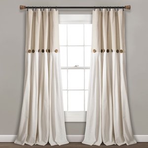 lot 3926 image: Lush Decor Linen Button 84 x 40 Single Window Panel & Rizzy Home 18 x 18 Decorative Throw Pillow