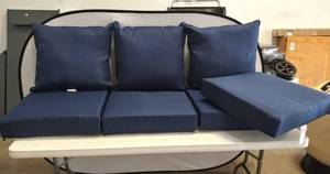 lot 3930 image: Set of 3 - Arden Selections DriWeave Blue Outdoor Deep Seat Cushion Sets  Extra Seat Cushion
