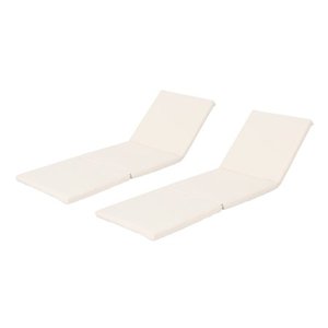 lot 3931 image: Jamaica Outdoor - Water Resistant - Cream Chaise Lounge Cushion (Set of 2) by Christopher Knight Home- Retails for $169.99
