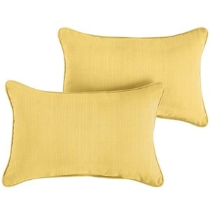 lot 3933 image: Sunbrella Yellow IndoorOutdoor Corded Lumbar Pillows - Set of 2  13 x 20