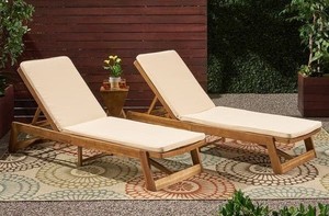 lot 3937 image: Nadine Outdoor (Cream) Fabric Chaise Lounge Cushions (Set of 2) by Christopher Knight Home - Retails for $163.99