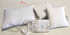 lot 3938 image: 3 Comfy Down - 95% Feather 5% Down, Square Pillow Inserts (2 - 12 x 12) (1- 12 x 18)