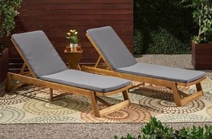 lot 3940 image: Nadine Outdoor Fabric Chaise Lounge Cushion by Christopher Knight Home - (Dark Grey)