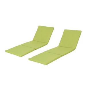 lot 3942 image: Set of 2 - Outdoor Bright Green Chaise Lounge Chair Cushions