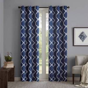 lot 3943 image: Madison Park Essentials - Almaden Fretwork Printed Grommet Top Curtain Panel Pair (2 Panels)