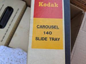 lot 2959 image: Kodak Carousel And Six Kodak Carousel Slide Trays, Christmas Pillow And Doilies