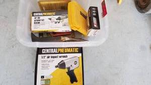 lot 2982 image: Central Pneumatic 12in Impact, Air Die Grinder Kit and More