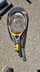 lot 4169 image: (3) Tennis Rackets, Baseball Glove