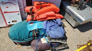 lot 4174 image: Life Jackets, Sleeping Bags, Tent