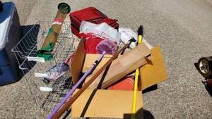 lot 4194 image: Suitcase, Cleaning Supplies, Shower Curtain