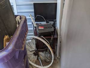 lot 4202 image: Computer Monitor And Wooden CPU Holder