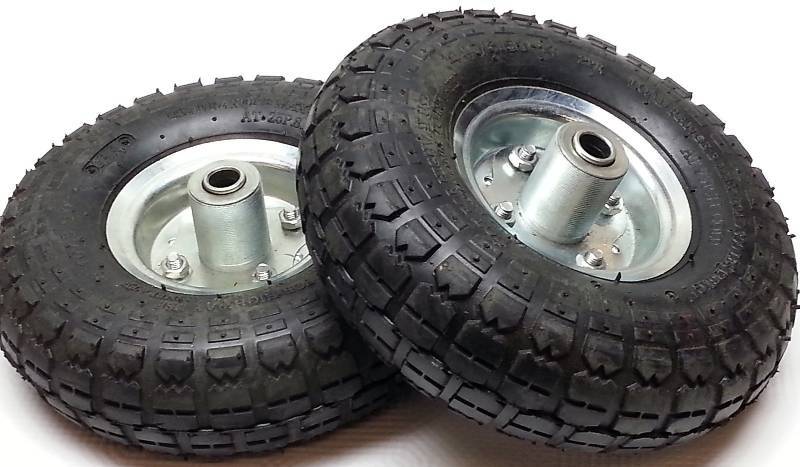 lot 1003 image: Pair (2) 4.10  3.50-4 dolly wheel barrow or go cart rubber tires & wheels