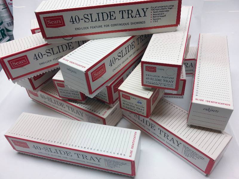 lot 1027 image: 12 individual  vacation slide plastic trays for most slide projectors including Bell & Howell and Sears