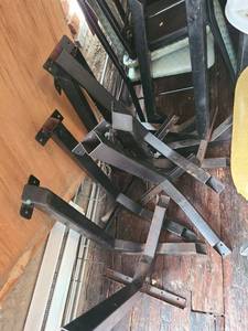 lot 9140 image: Lot of (8) Sturdy Metal Table & Wall Supports   ATTENTION ALL LOTS BEYOND THIS POINT HAVE A SEPARATE PICKUP LOCATION AND DATE
