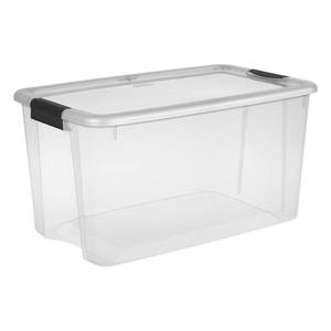 lot 5 image: Sterilite 70 Qt. Ultra Storage Box, Clear Base with NO Clear Lid and Black Latches