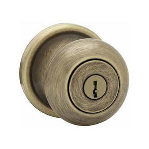 lot 8 image: Kwikset Juno Entry Knob featuring SmartKey in Antique Brass