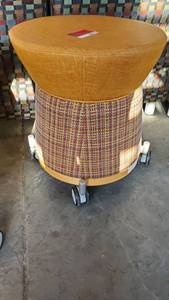 lot 6116 image: 17in x 20in Fabric Rolling Stool