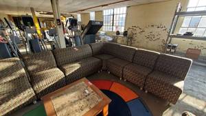 lot 6118 image: Multi Colored Fabric Sectional