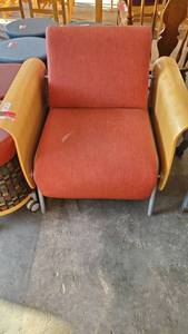 lot 6120 image: Red Fabric Wood Chair (SS-50)